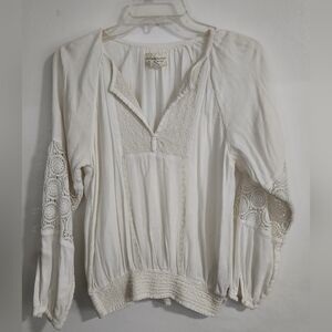 Ralph Lauren Denim & Supply Top Womens S Ivory Crochet Insets Boho Cottage Core